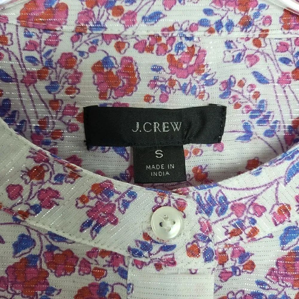 J.Crew Metallic Thread Iris Block Print Tunic Top Size Small - Picture 11 of 12